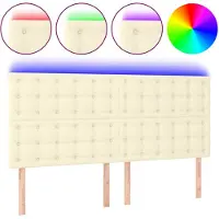 vidaXL Tête de lit LED Crème 180x5x118/128 cm Similicuir