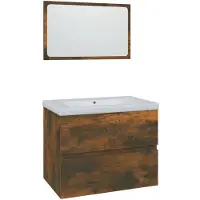vidaXL Ensemble de meubles de salle de bain chêne fumé bois composite