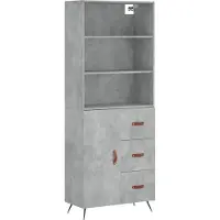 vidaXL Highboard gris béton 69,5x34x180 cm Bois composite
