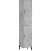 vidaXL Highboard gris béton 34,5x34x180 cm Bois composite