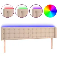 vidaXL Tête de lit LED cappuccino brun 183x16x78/88 cm similicuir