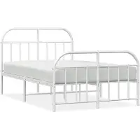 vidaXL Cadre de lit avec tête et pied de lit en métal blanc 120x190 cm