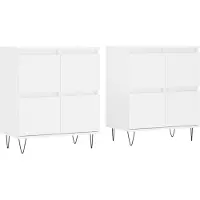 vidaXL Sideboards 2 pcs. Blanc Bois composite