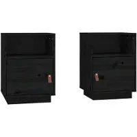 vidaXL Tables de chevet 2 pcs Noir 40x34x55 cm Bois de pin massif