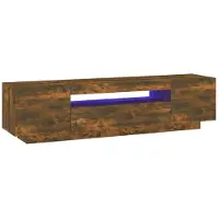 vidaXL Armoire TV avec lampes LED chêne fumé 160x35x40 cm
