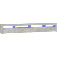 vidaXL Armoire TV avec lampes LED gris béton 270x35x40 cm