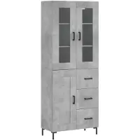 vidaXL Highboard gris béton 69,5x34x180 cm Bois composite
