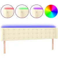 vidaXL Tête de lit LED Crème 163x16x78/88 cm Similicuir