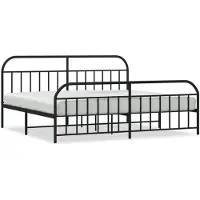 vidaXL Cadre de lit avec tête et pied de lit en métal noir 193x203 cm