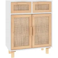 vidaXL Sideboard Blanc 60x30x75 cm Pin massif et rotin naturel