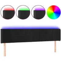 vidaXL LED Tête de lit noir 203x16x78/88 cm velours