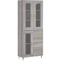 vidaXL Highboard Gris Sonoma 69,5x34x180 cm Matériau dérivé du bois