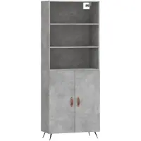 vidaXL Highboard gris béton 69,5x34x180 cm Bois composite