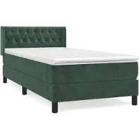 vidaXL Lit boxspring avec matelas vert foncé 90x190 cm velours