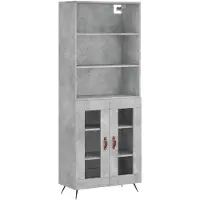 vidaXL Highboard gris béton 69,5x34x180 cm Bois composite
