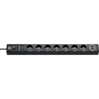 Brennenstuhl , multiprise à 7 prises de type E avec 2 ports USB et protection contre les surtensions, noir