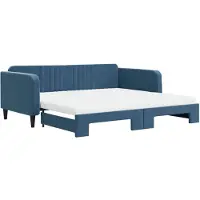 vidaXL Lit de jour extensible avec matelas bleu 100x200 cm velours