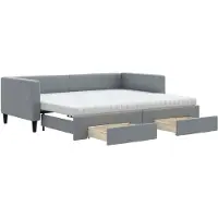 vidaXL Lit de jour extensible avec tiroirs gris clair 90x190 cm Tissu