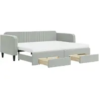vidaXL Lit de jour extensible avec tiroirs gris clair 90x200 cm velours
