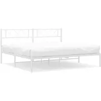 vidaXL Cadre de lit avec tête de lit en métal blanc 180x200 cm