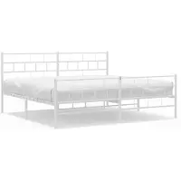 vidaXL Cadre de lit avec tête et pied de lit en métal blanc 183x213 cm