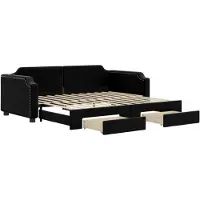 vidaXL Lit de jour extensible avec tiroirs noir 90x190 cm Tissu