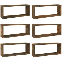 vidaXL Étagères murales cube 6 pcs Chêne fumé 60x15x23 cm Bois