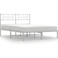 vidaXL Cadre de lit avec tête de lit en métal blanc 135x190 cm
