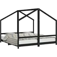 vidaXL Lit d'enfant noir 2x(90x190) cm Pin massif