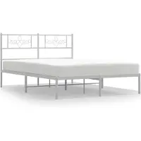 vidaXL Cadre de lit avec tête de lit en métal blanc 140x190 cm