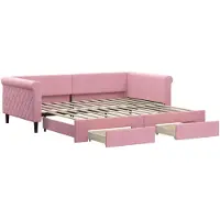 vidaXL Lit de jour extensible avec tiroirs rose 100x200 cm velours