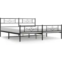 vidaXL Cadre de lit avec tête et pied de lit en métal noir 193x203 cm