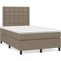 vidaXL Lit Boxspring avec matelas Taupe 120x200 cm Tissu