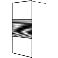 vidaXL Paroi de douche pour passage piétonnier noir 100x195 cm verre ESG transparent