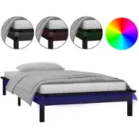 vidaXL Lit en bois massif avec LED Noir 100x200 cm