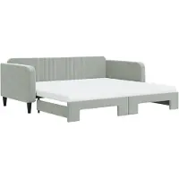 vidaXL Lit de jour extensible avec matelas gris clair 100x200 cm velours