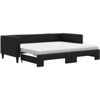 vidaXL Lit de jour extensible avec matelas noir 90x200 cm Tissu