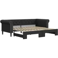 vidaXL Lit de jour extensible Noir 90x200 cm Similicuir