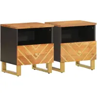 vidaXL Tables de chevet 2 pcs marron et noir bois de manguier solide