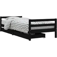 vidaXL Lit d'enfant avec tiroirs noir 80x200 cm pin massif