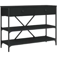 vidaXL Table console avec tiroirs et étagères noir bois d'ingénierie