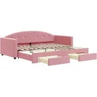 vidaXL Lit de jour extensible avec tiroirs rose 90x200 cm velours