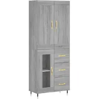 vidaXL Highboard Gris Sonoma 69,5x34x180 cm Matériau dérivé du bois