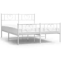 vidaXL Cadre de lit avec tête et pied de lit en métal blanc 160x200 cm