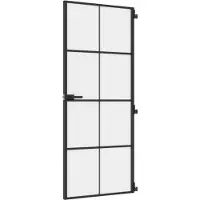 vidaXL Porte intérieure mince noire 83x201,5 cm verre trempé & aluminium