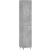 vidaXL Highboard gris béton 34,5x34x180 cm Bois composite