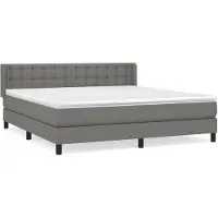 vidaXL Lit boxspring avec matelas gris foncé 160x200 cm Tissu
