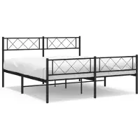 vidaXL Cadre de lit avec tête et pied de lit en métal noir 135x190 cm