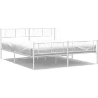 vidaXL Cadre de lit avec tête et pied de lit en métal blanc 193x203 cm