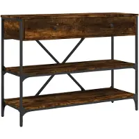 vidaXL Table console avec tiroirs et étagères chêne fumé